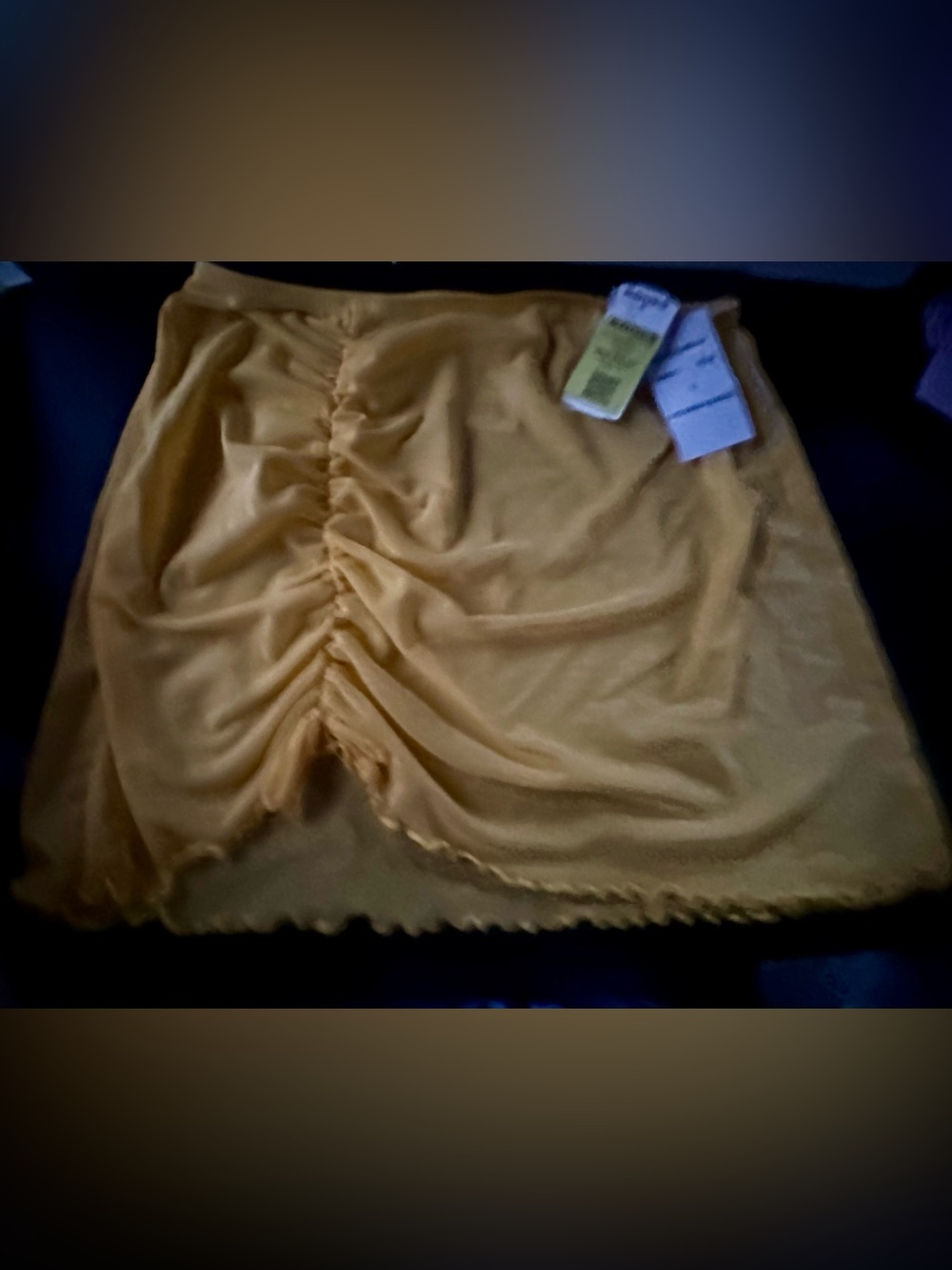 Kohl's Mustard Yellow Ruched Mini Skirt